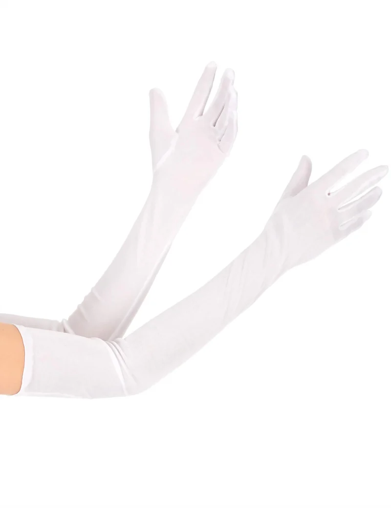 Lange Handschuhe für Frauen weiss 60cm