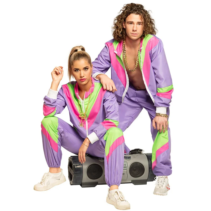 Duo Deal – Jaren 90 Retro Trainingspak Dames + Heren | Blauw, Roze of Paars