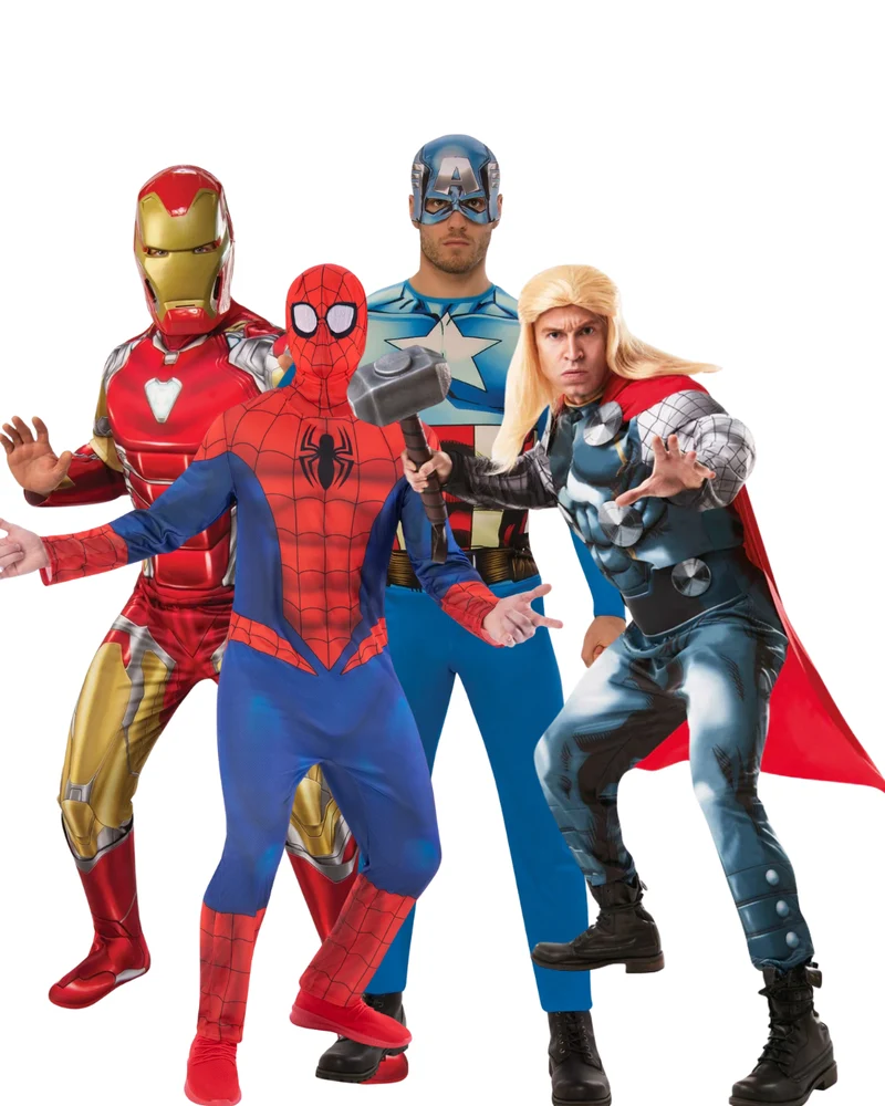 Kwartet Deal – Marvel Avengers | Thor, Spiderman, Iron Man & Captain America Kostuums