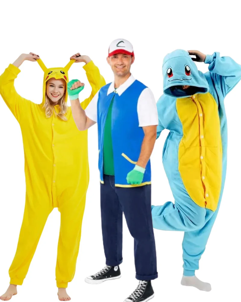 Trio Deal – Ash, Pikachu & Squirtle | Pokémon Kostuumset Volwassenen & Kinderen