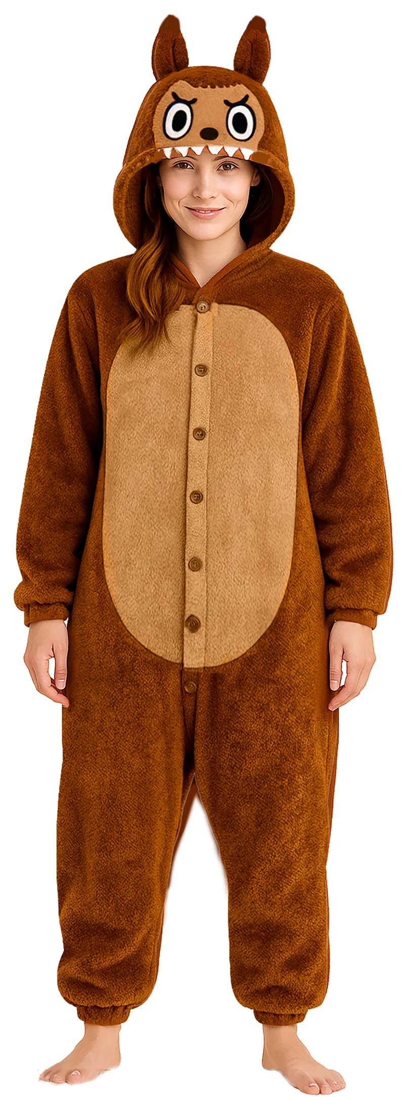 Labubu Pak - Onesie Dames – Maat L (42/44) – Bruin