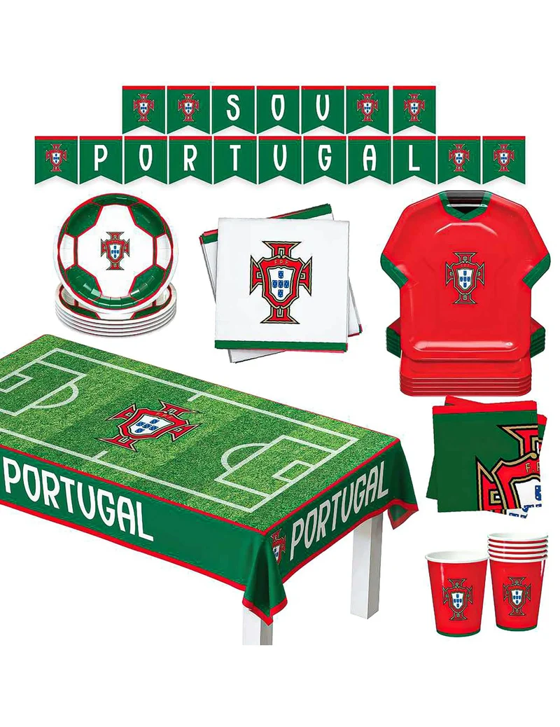 Portugal FuÃŸball Nationalteam Geburtstags-Set - 44-teiliges Party-Paket