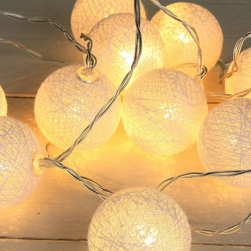 2er Set LED Lichterkette Ball Weiß Warmweiß