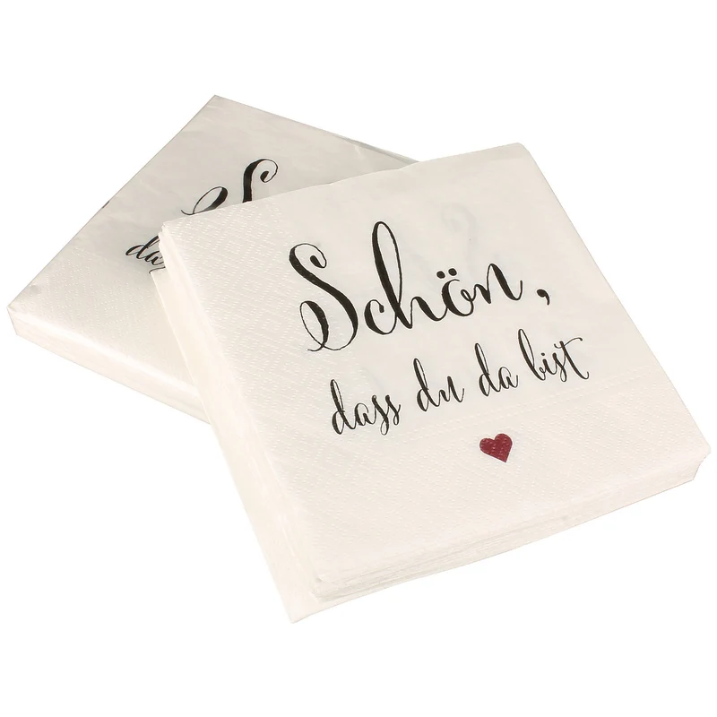 40 Stk. Servietten mit Spruch Schön das Du da bist