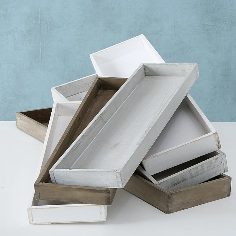 Dekotablett 2-Set, antique grau weiß oder Taupe gewischt