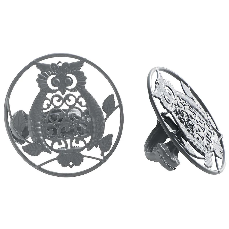 Raffhalter Eule, 2er Set grau