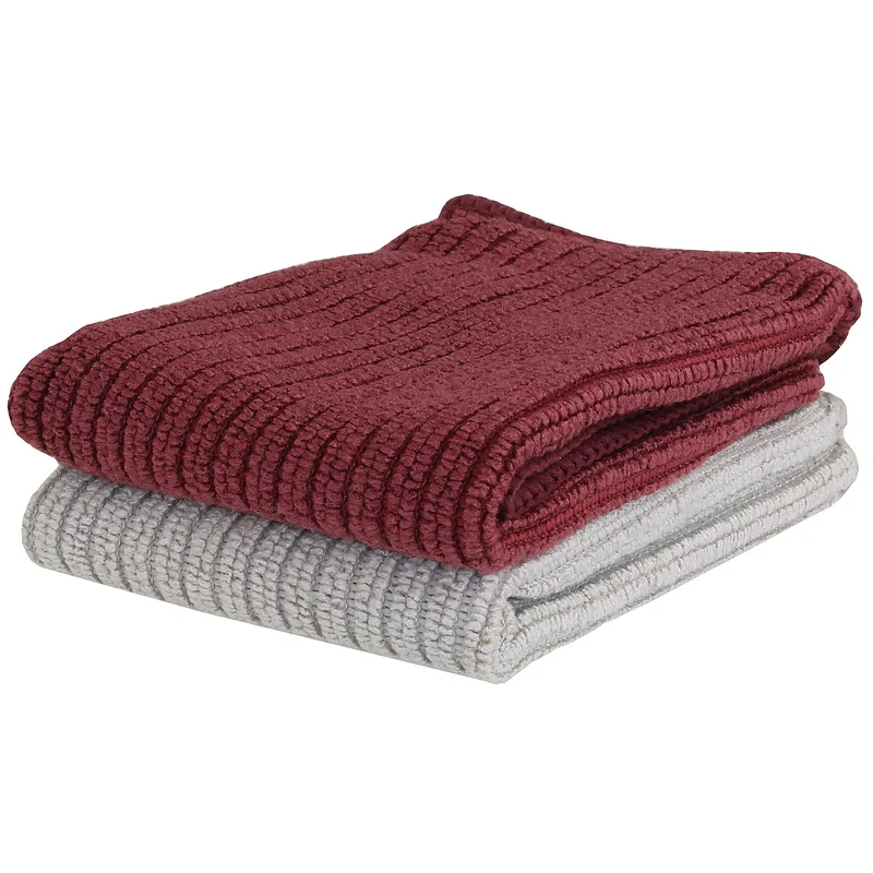 2er Set Spül-& Poliertücher Beige / Burgund