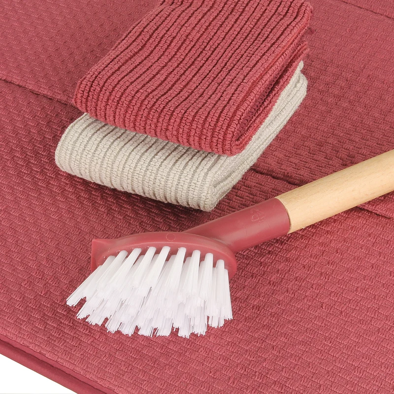 Spülbürste Nylon, Spültücher & Abtropfmatte Burgund