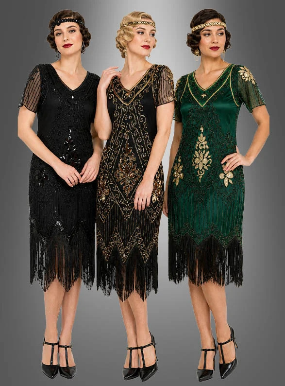 20er Paillettenkleid mit transparenten Ärmeln Gitta