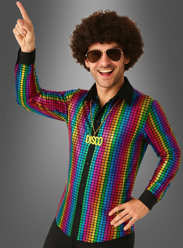 Rainbow Disco Set mit Hemd für Männer