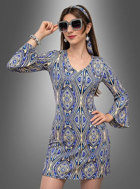 70er Disco Pailletten Kleid mit Zubehör