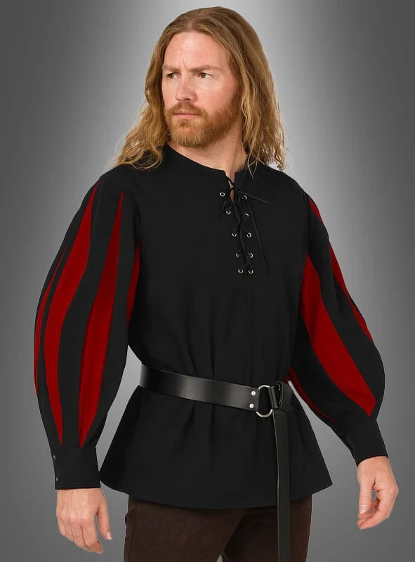 Edles Mittelalter Hemd rot-schwarz