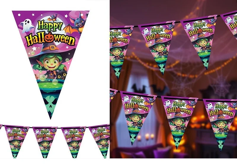 Halloween-Girlande, lila, „Happy Halloween“, 3 m