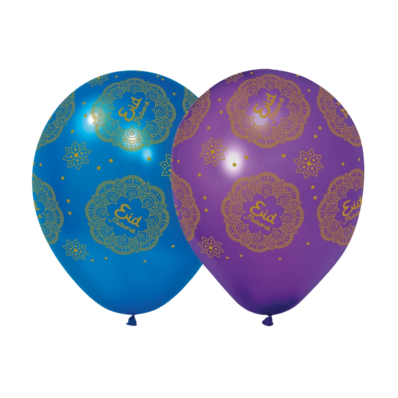 Eid Mubarak Ballons Lila Blau 30cm 6Stk