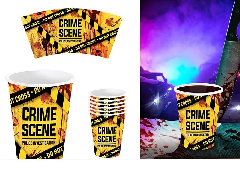 Halloween-Becher, gelb, „Crime Scene“
