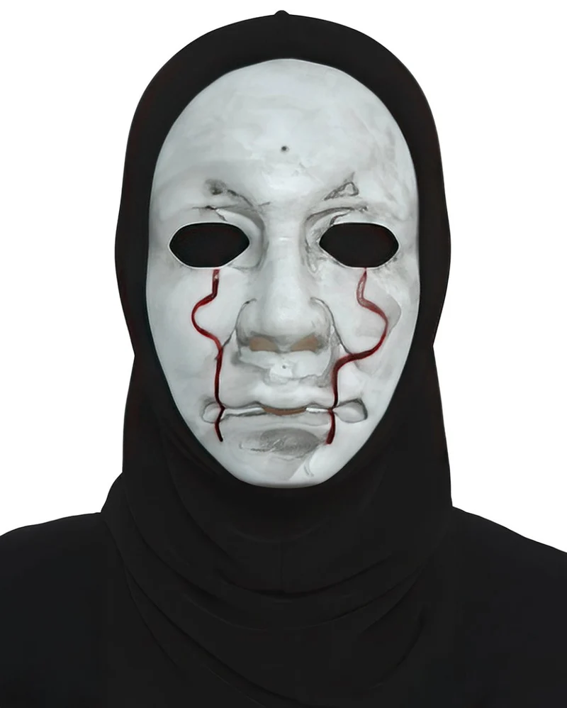 Halloween-Maske Schwarz-Weiß „Killer“ mit Kapuze
