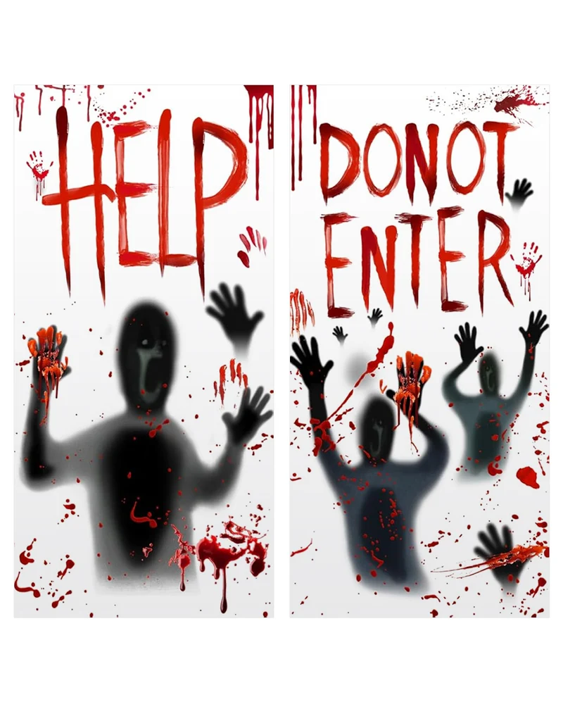 Help Me Halloween Tür & Fensterdeko 77x155cm - 2er Set