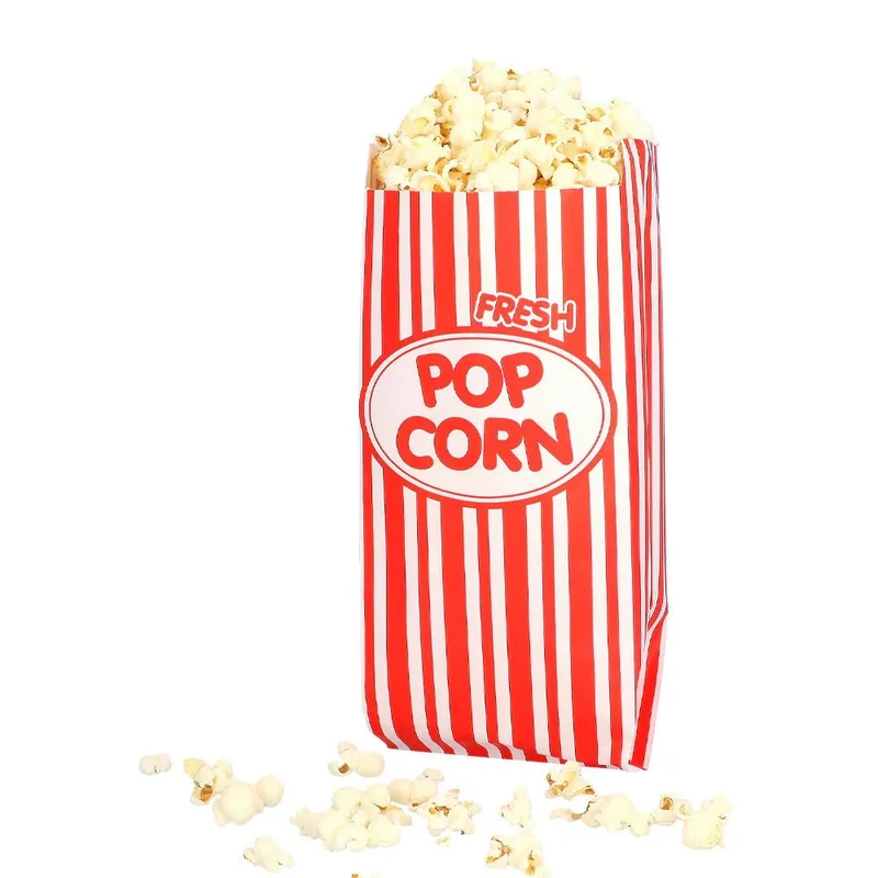 Weiße und rote Popcorn-Tüten, 30 cm, 8 Stück