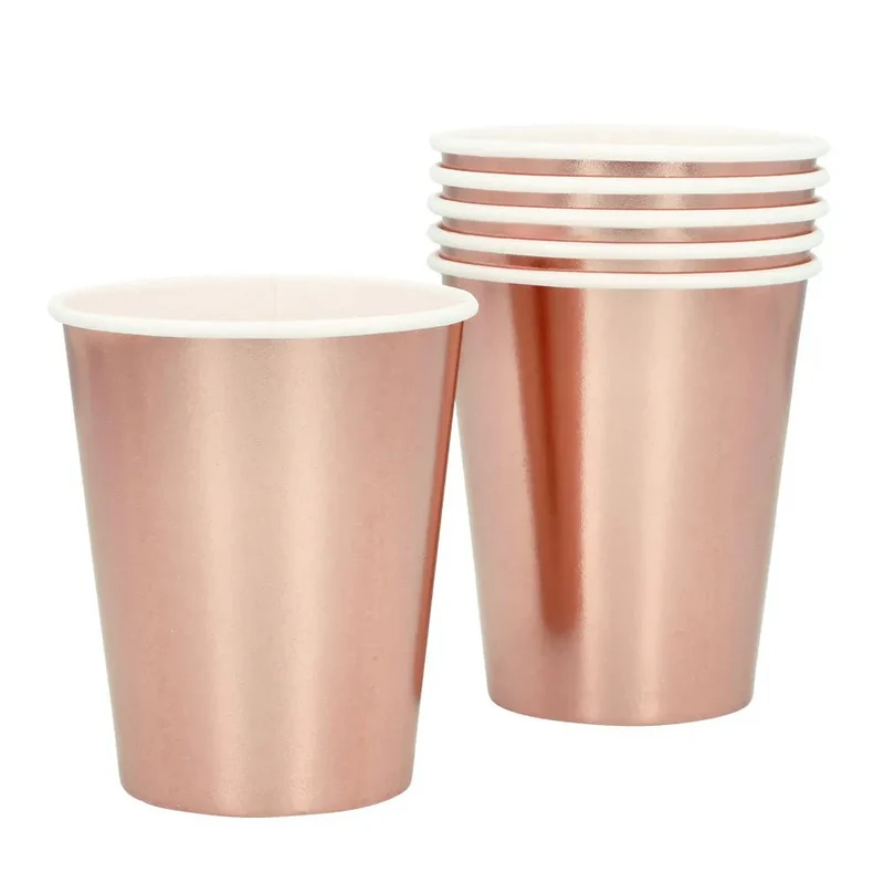 Roségoldene Becher, Karton, 6 Stück