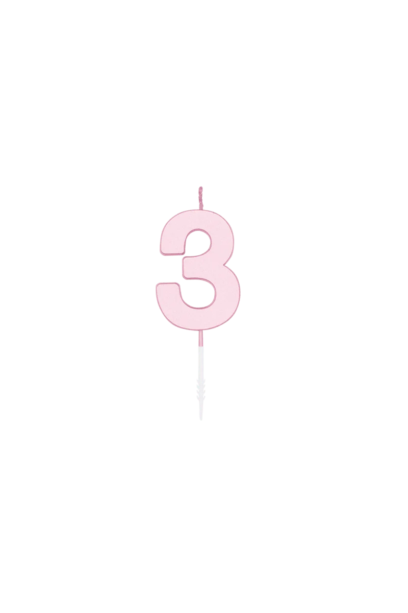 3-Jahres-Kerze, Pastellrosa, 4,5 cm