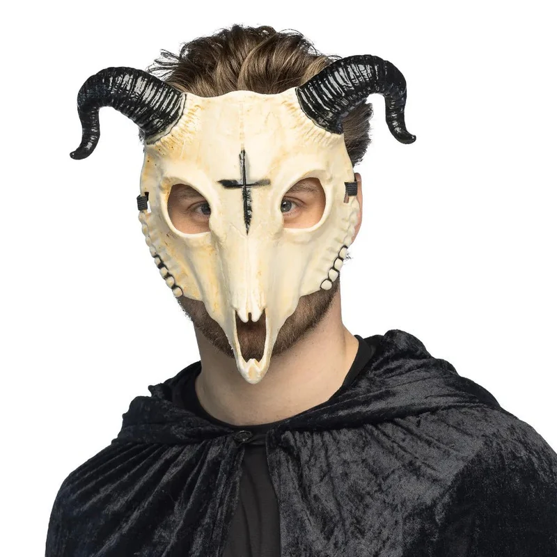 Halloween-Maske: Schwarz-weißer Widder