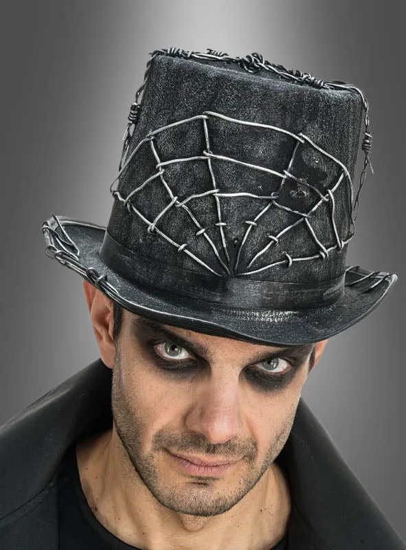 Halloween Zylinder mit Draht Spinnennetz