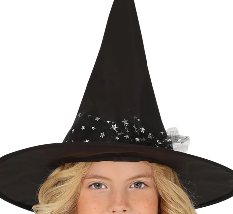 Hexenkleid Schwarz-Silber Mädchen Sterne