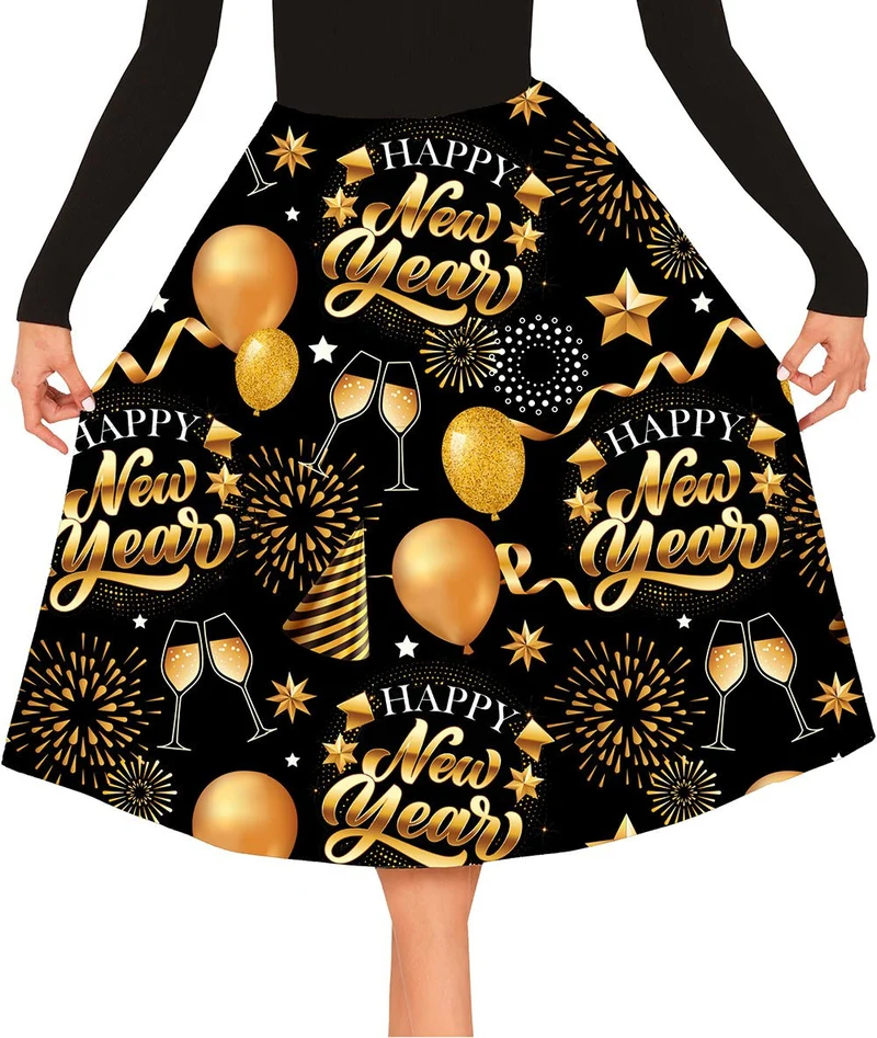 Happy New Year Rock Schwarz Gold