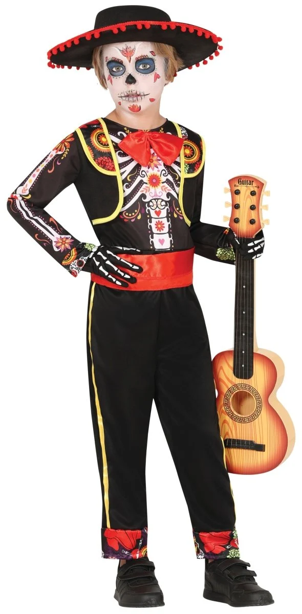 Dia de los Muertos-Kostüm für Jungen: Skelett als Mariachi