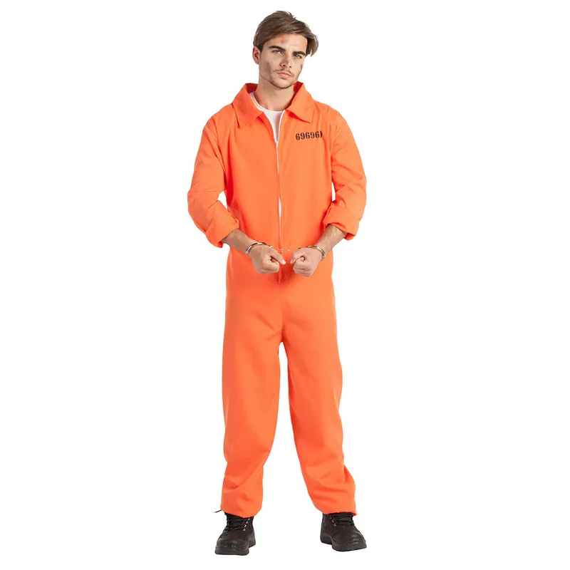 Boef Kostuum Heren – Prisoner Peter Oranje Jumpsuit