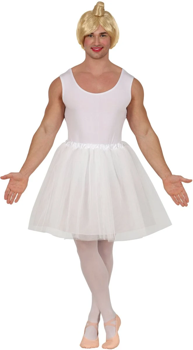Ballerina Pak Heren Wit – Hilarisch Balletkostuum met Tutu