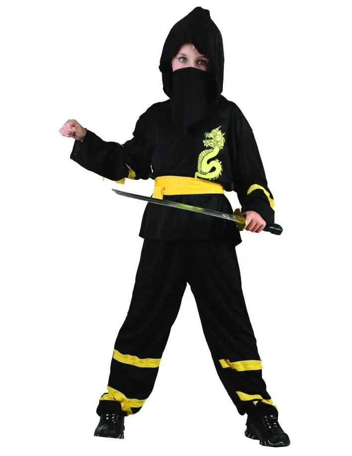 Drachenninja-Kostüm gelb für Jungen