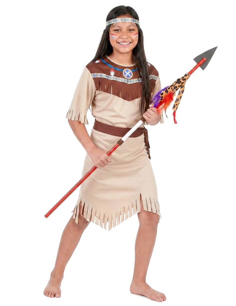 Indianerinnenkostüm für Mädchen mit Fransen bunt