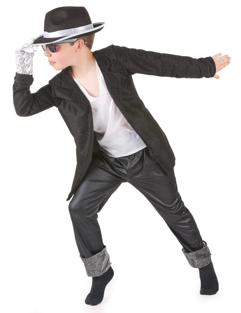 Popstar-Kostüm schwarz für Jungen