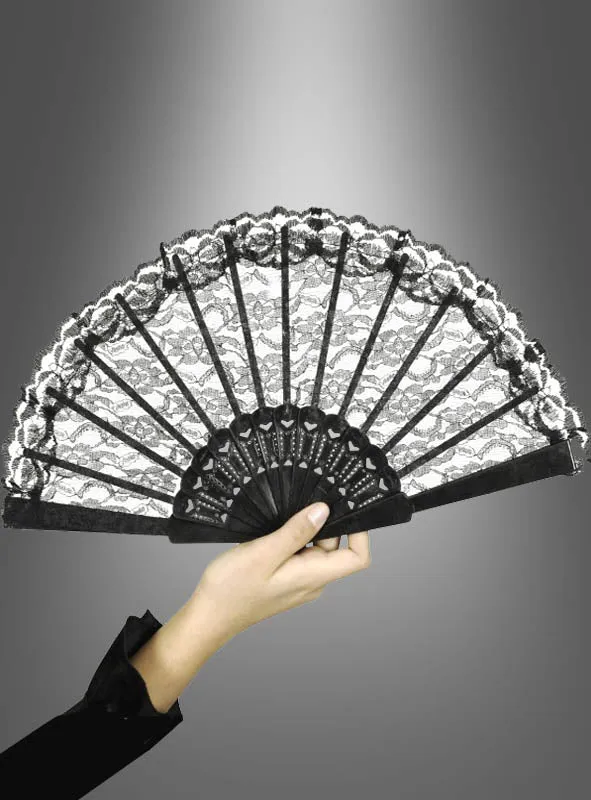 Schwarzer Fächer mit Spitze