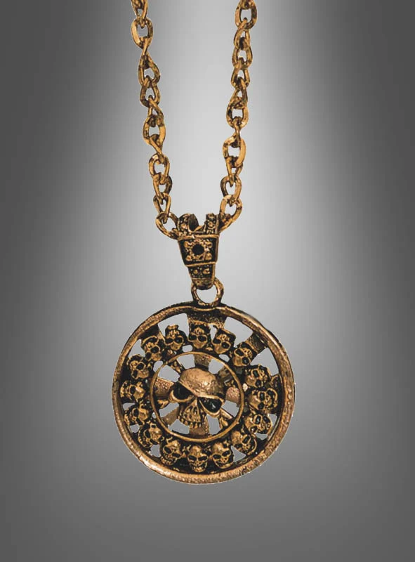 Totenkopfanhänger gold mit Kette