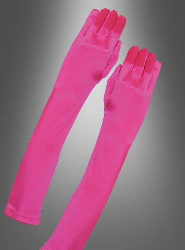 Lange Satin Gala Handschuhe pink