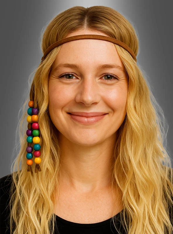 Hippie Stirnband mit Holzperlen