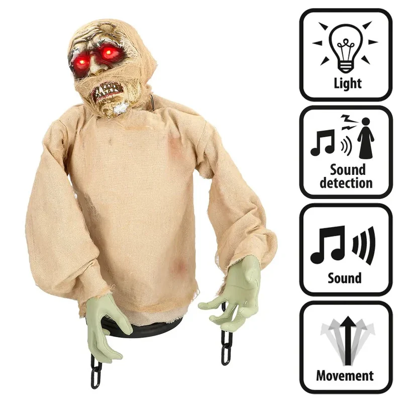 Halloween Mummie Decoratie 62 cm – bewegend met licht & geluid