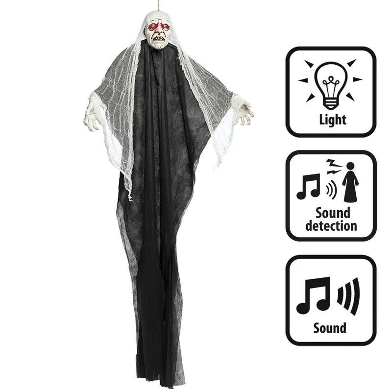 Halloween Spook 170 cm – Lichtspook met rode ogen & geluid