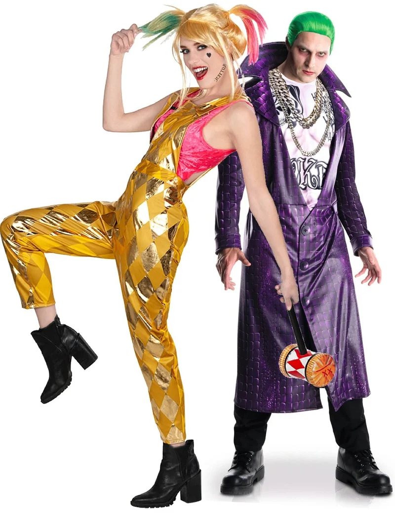 Harley Quinn und Joker-Paarkostüm für Erwachsene Halloween bunt