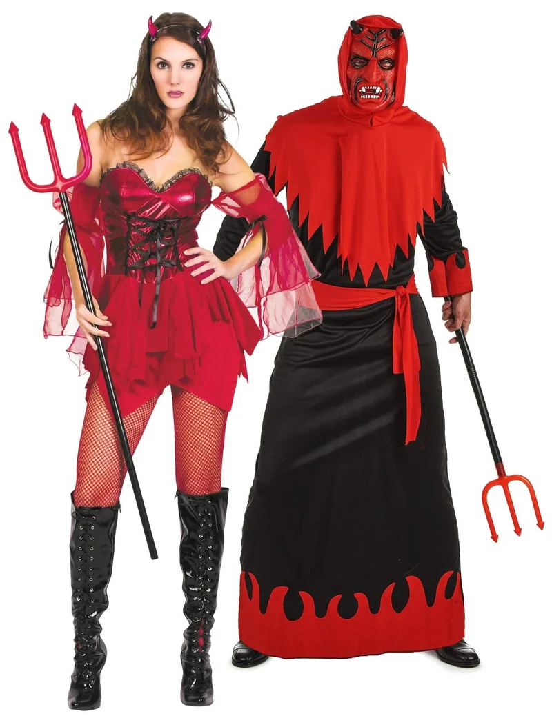 Verführerisches Teufels-Paarkostüm für Erwachsene Halloween schwarz-rot
