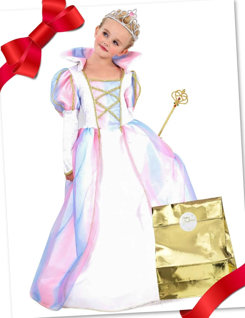 Prinzessinnen-Geschenk-Box für Mädchen Kostüm-Set rosa-weiss-gold
