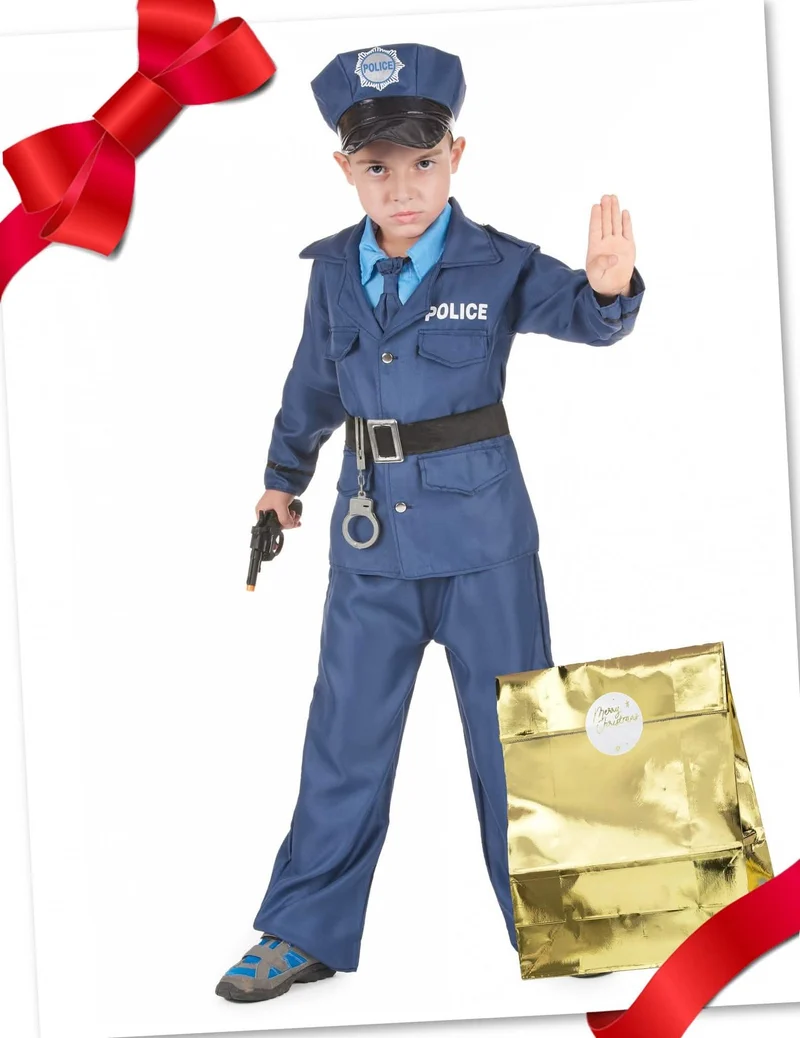 Polizei-Geschenke-Set Kinderkostüm für Fasching bunt
