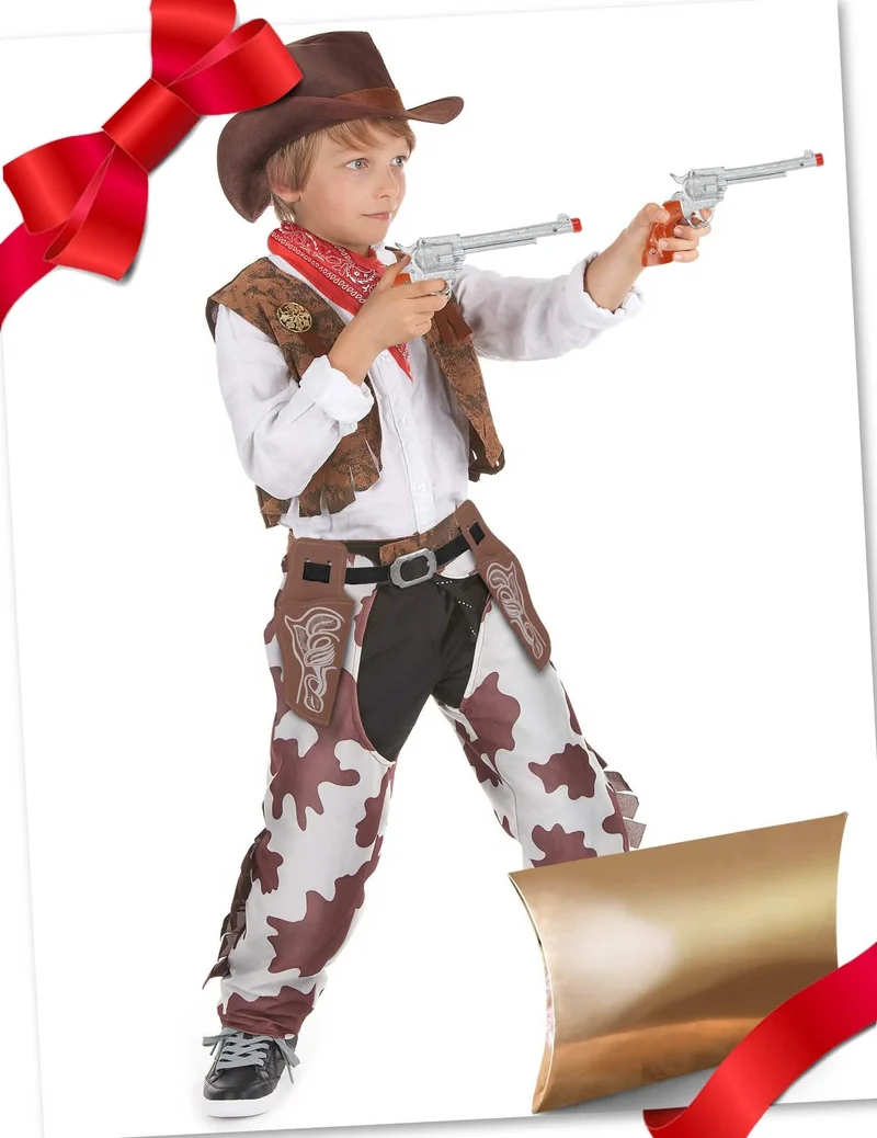 Cowboy-Kostüm Geschenke-Box 4-teilig für Kinder bunt