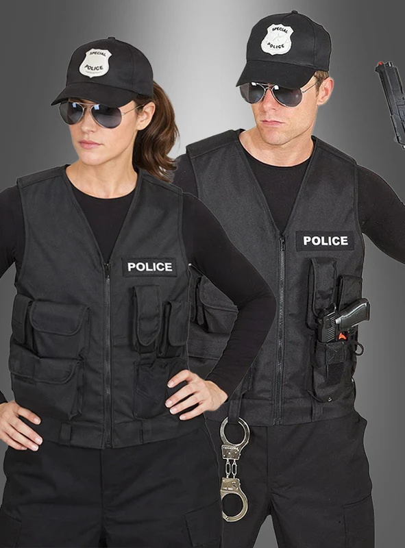 Schwarze Polizei Weste mit Taschen