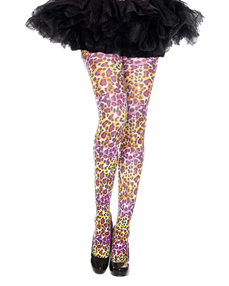 Strumpfhose Geparden Print bunt