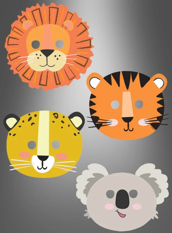 8 x Tiermasken Dschungel Tiere