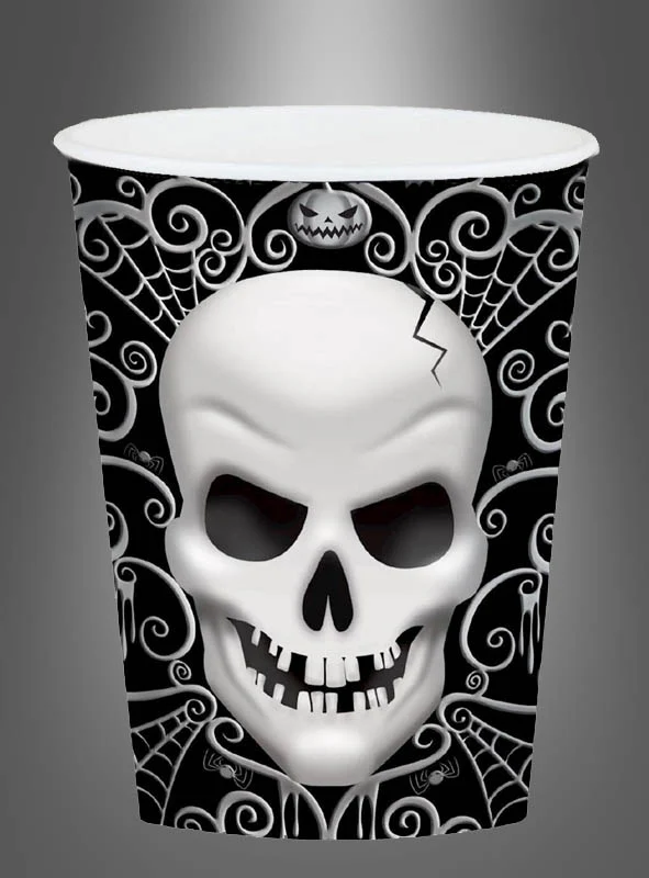 8 Totenkopf Pappbecher Halloween 260 ml