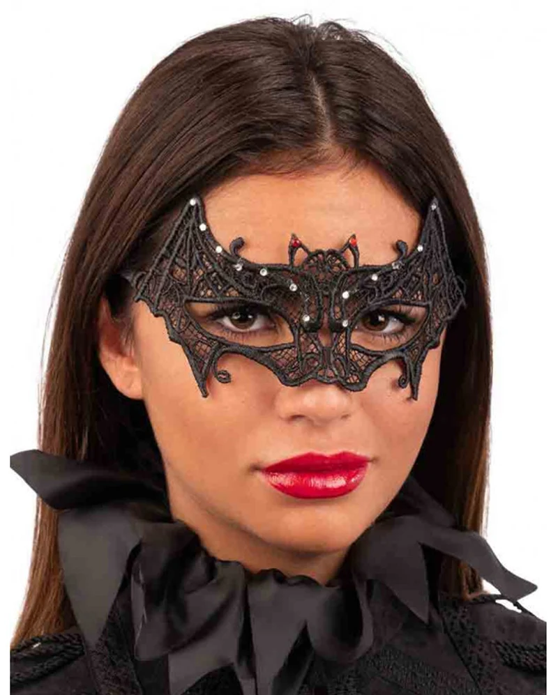 Makramee Fledermaus Augenmaske mit Strasssteinchen